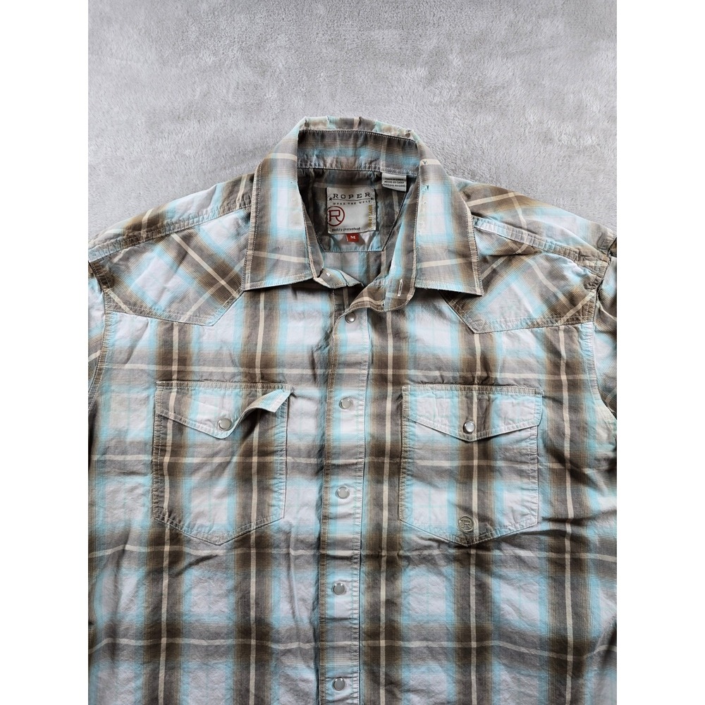 Roper Shirt Mens Medium Plaid Western Snap Long‎ Sleeve Cowboy Rodeo *Read